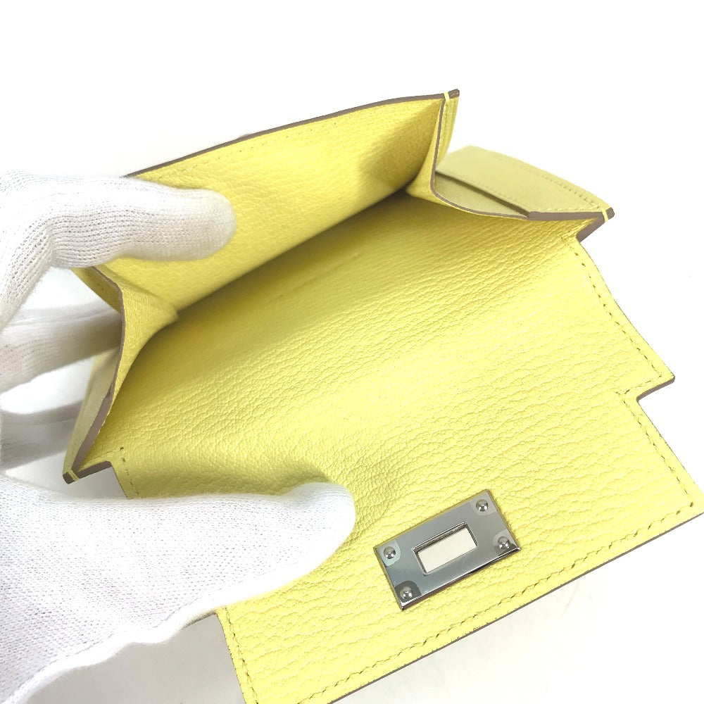 HERMES Coin case Shave yellow Coin Pocket Kelly pocket compact