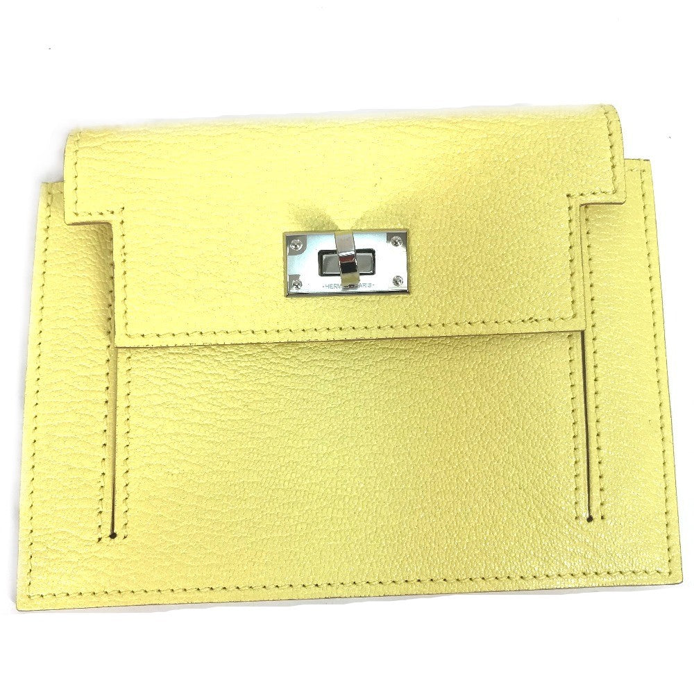 HERMES Coin case Shave yellow Coin Pocket Kelly pocket compact