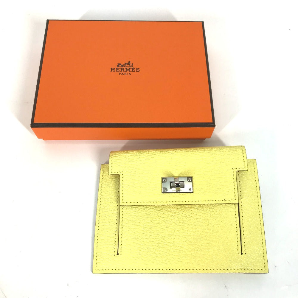 HERMES Coin case Shave yellow Coin Pocket Kelly pocket compact