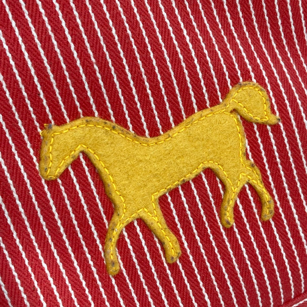 HERMES Tote Bag canvas Red Mothers bag Caval Horse Cheval Stripes Kids Used