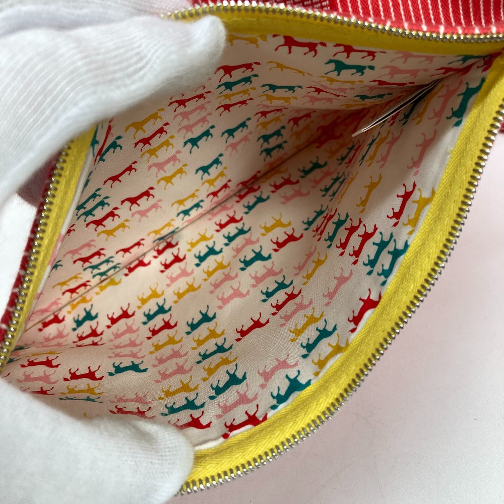 HERMES Tote Bag canvas Red Mothers bag Caval Horse Cheval Stripes Kids Used