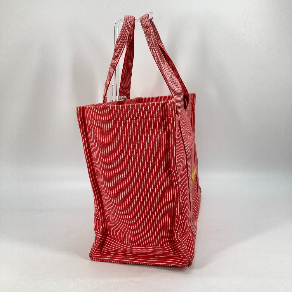 HERMES Tote Bag canvas Red Mothers bag Caval Horse Cheval Stripes Kids Used