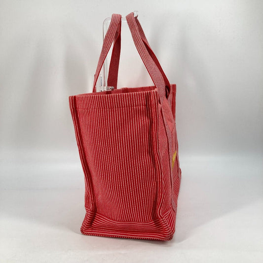 HERMES Tote Bag canvas Red Mothers bag Caval Horse Cheval Stripes Kids Used