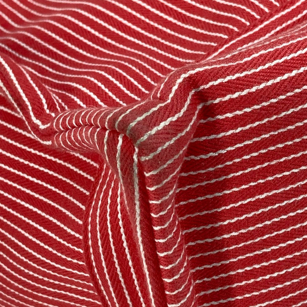 HERMES Tote Bag canvas Red Mothers bag Caval Horse Cheval Stripes Kids Used