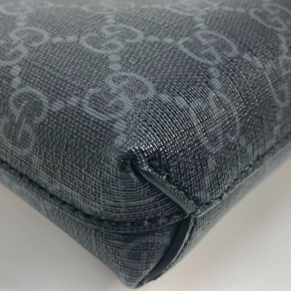 GUCCI Shoulder Bag 723306 PVC / Leather black 2WAY clutch bag pouch GG Supreme Interlocking G mens Used