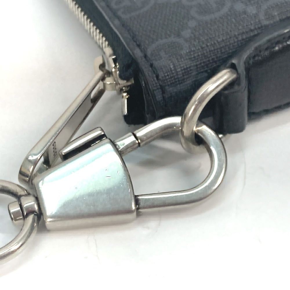 GUCCI Shoulder Bag 723306 PVC / Leather black 2WAY clutch bag pouch GG Supreme Interlocking G mens Used