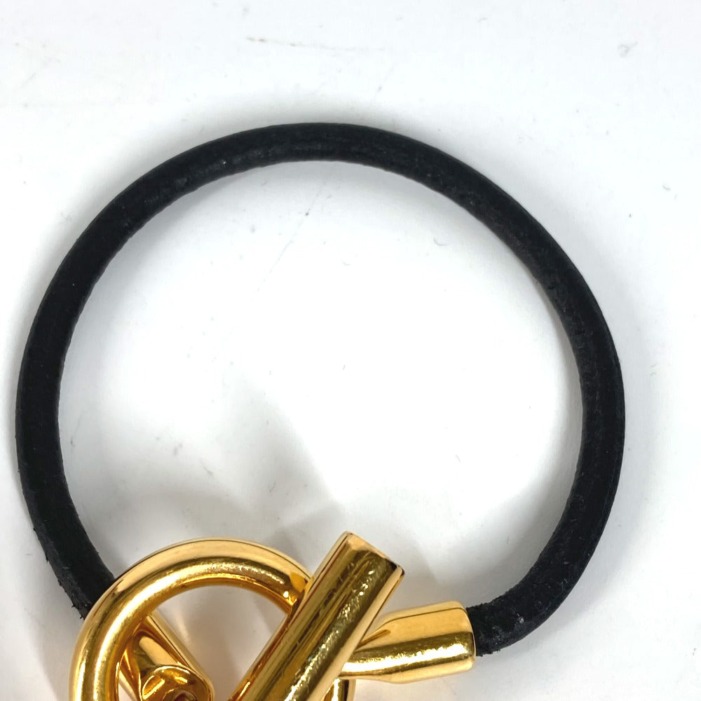 HERMES bracelet leather black Grenan