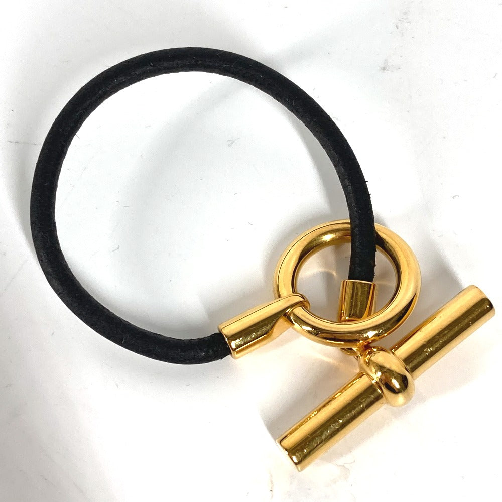 HERMES bracelet leather black Grenan
