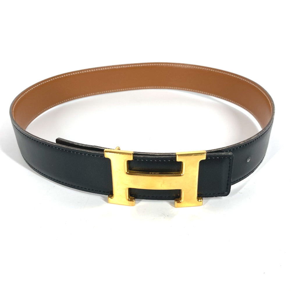 HERMES belt Calf leather Black x Leather H belt Constance Women 65 Used