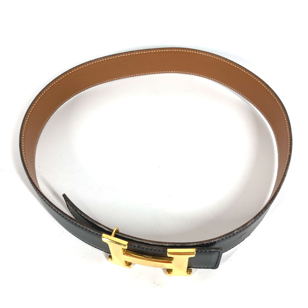 HERMES belt Calf leather Black x Leather H belt Constance Women 65 Used