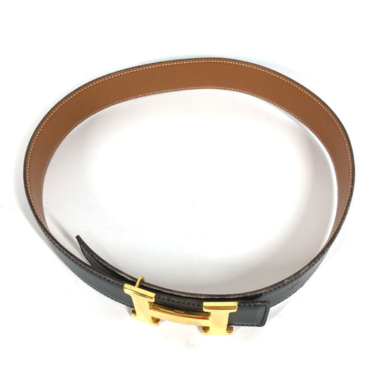 HERMES belt Calf leather Black x Leather H belt Constance Women 65 Used