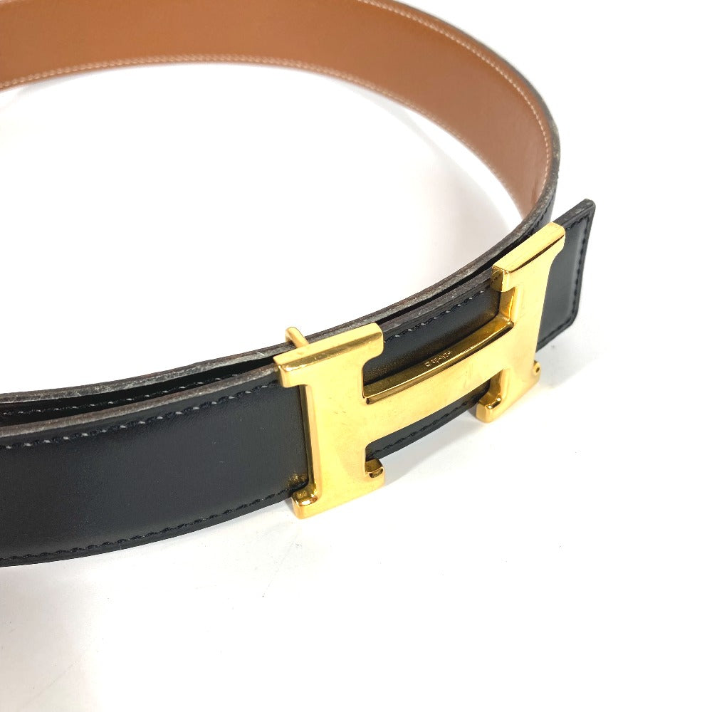 HERMES belt Calf leather Black x Leather H belt Constance Women 65 Used