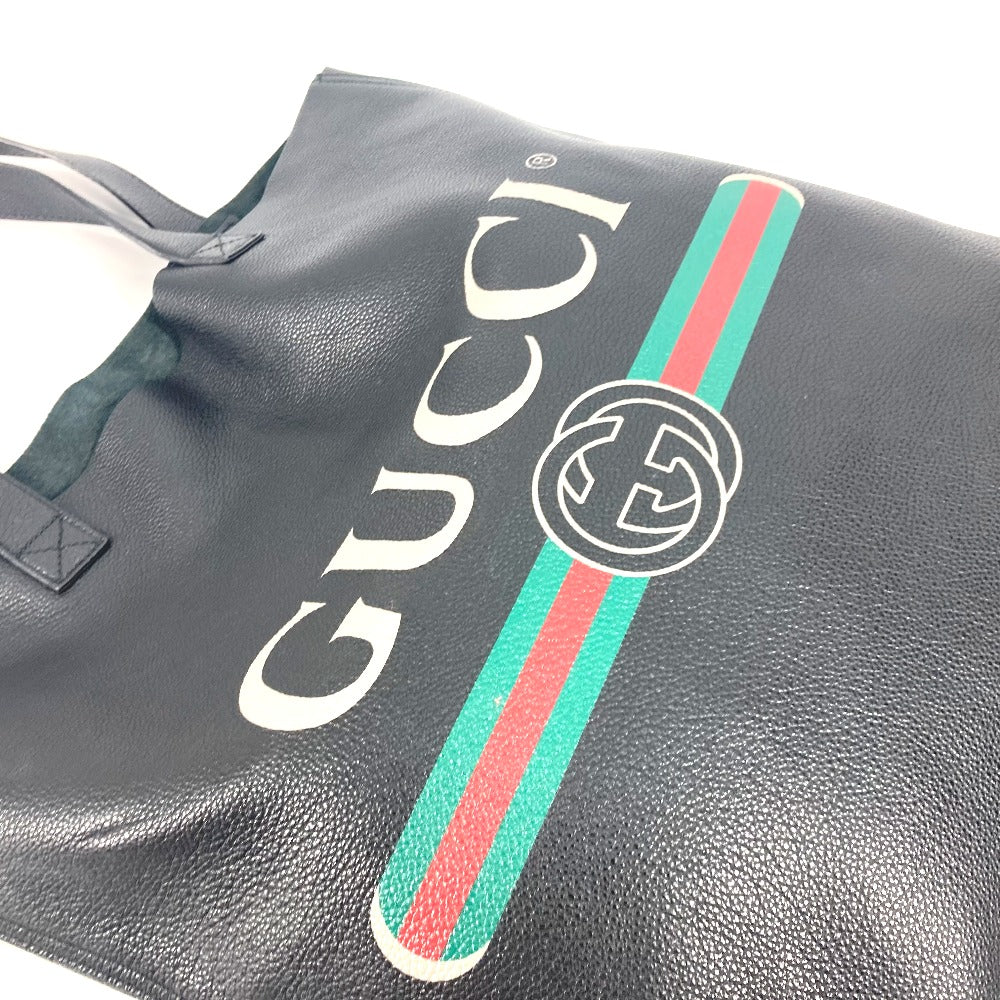 GUCCI Tote Bag 572768 leather black Sherry line Logo print unisex(Unisex) Used