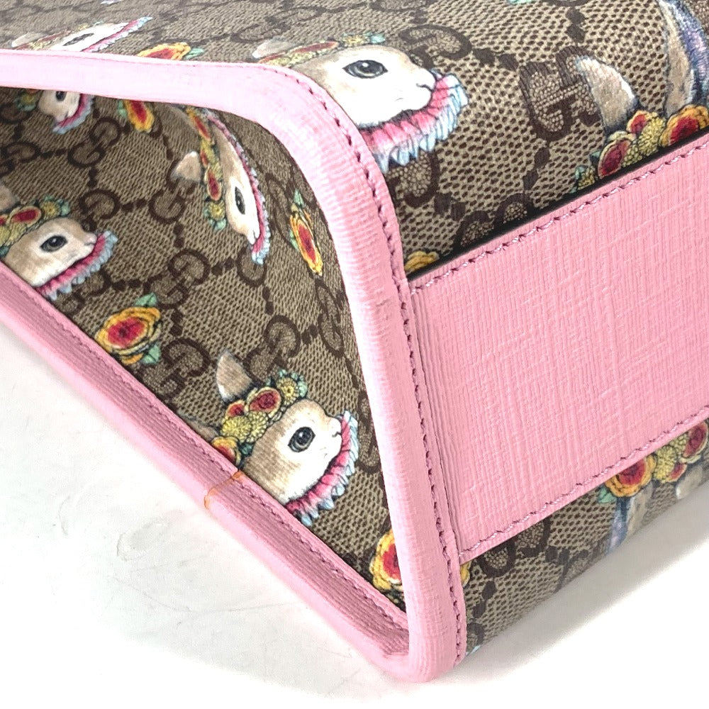 GUCCI Tote Bag 630542 GG canvas Beige x pink Children's Rabbit Yuko Higuchi
