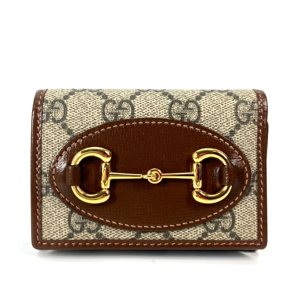 GUCCI Trifold wallet 644462 GG Supreme Canvas beige GG Supreme Horsebit Women Used