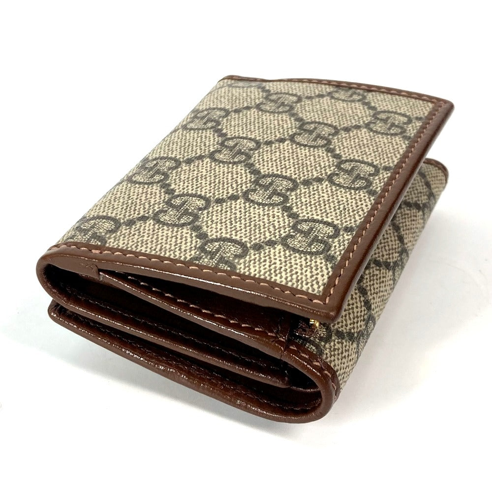 GUCCI Trifold wallet 644462 GG Supreme Canvas beige GG Supreme Horsebit Women Used