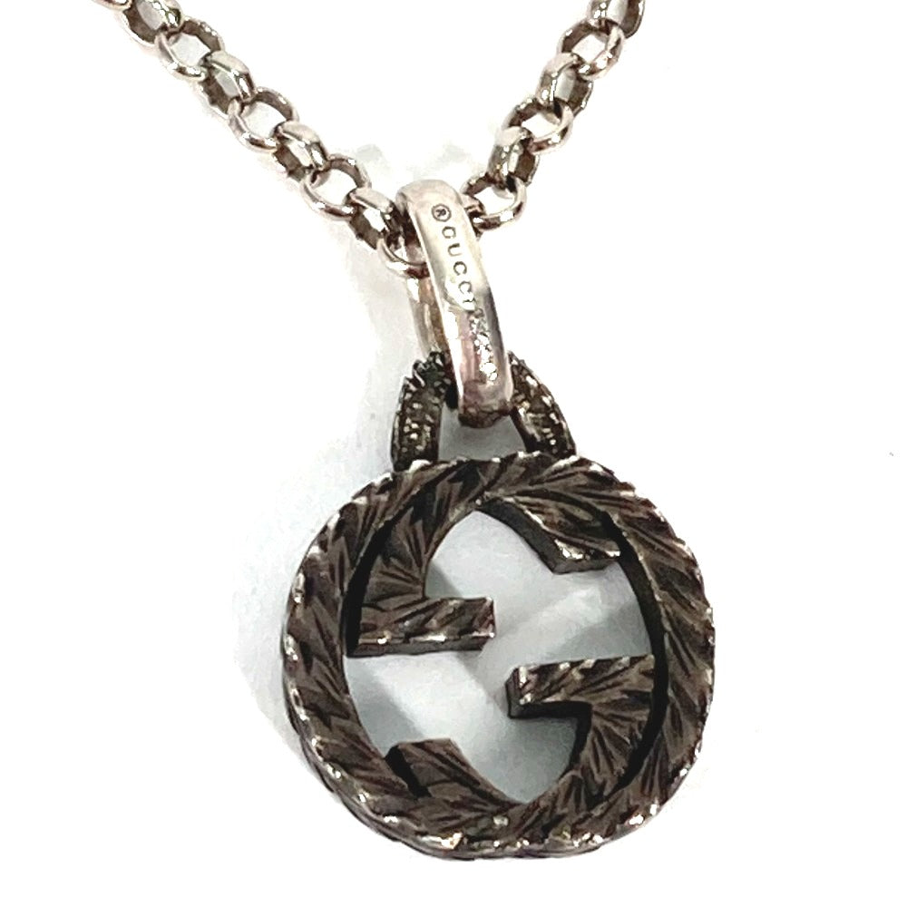 GUCCI Necklace SV925 Silver Arabesque Interlocking G Women Used