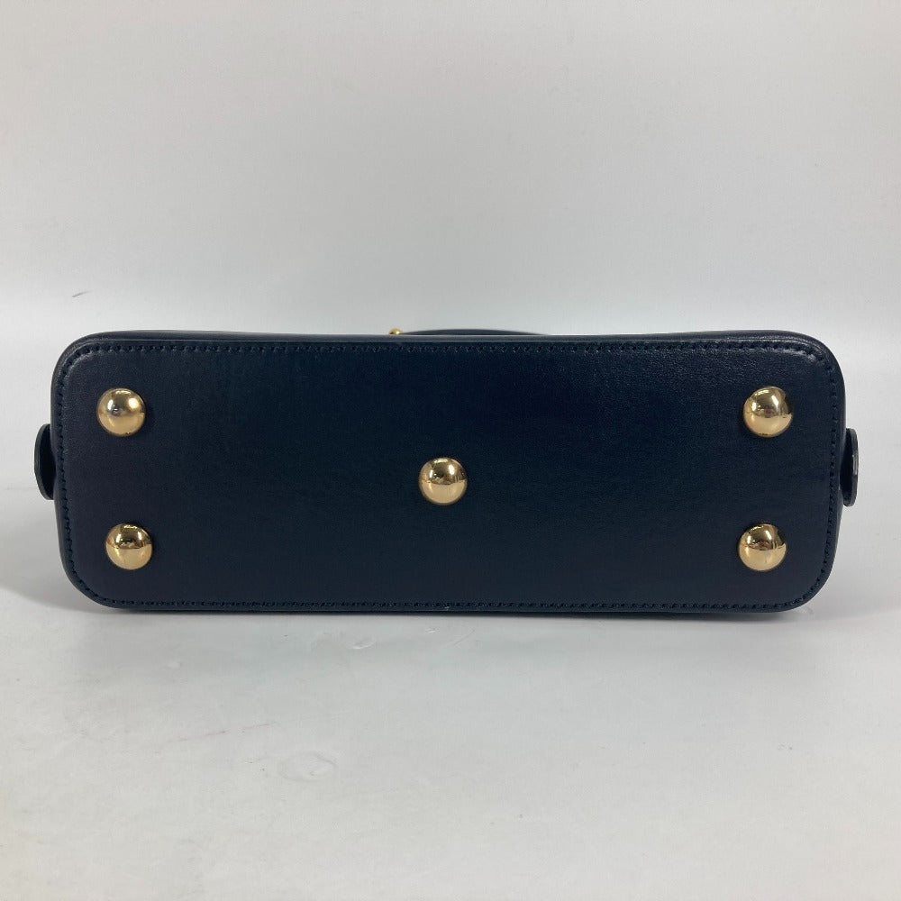 GUCCI Handbag 621220 Canvas leather beige x dark navy Horsebit 1955 Small top handle Women Used