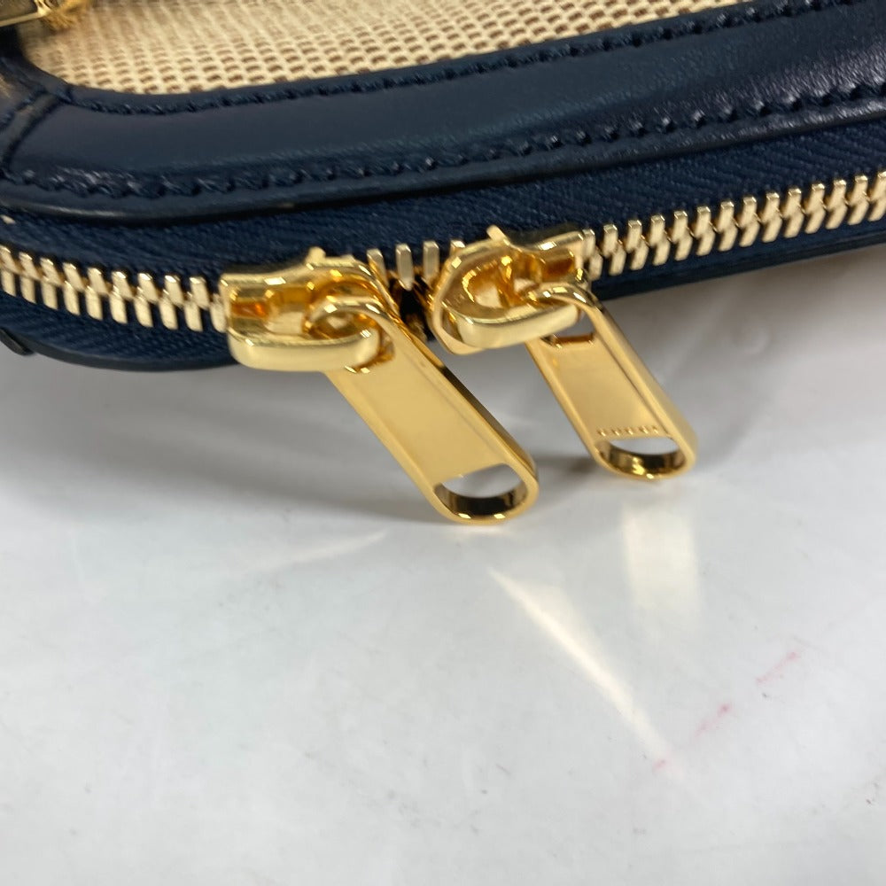 GUCCI Handbag 621220 Canvas leather beige x dark navy Horsebit 1955 Small top handle Women Used