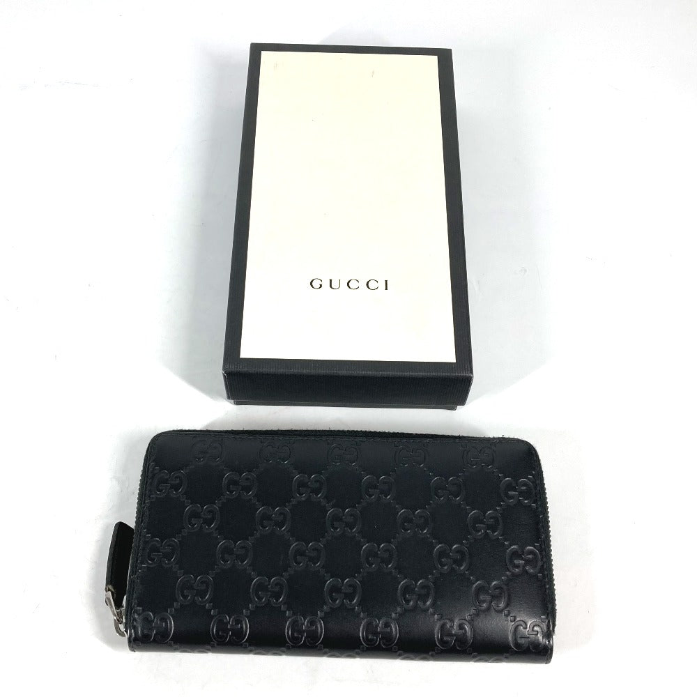 GUCCI Long Wallet Purse 307987 Sima leather black Guccisima GG Long wallet Women Used
