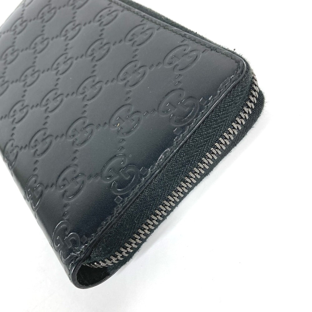 GUCCI Long Wallet Purse 307987 Sima leather black Guccisima GG Long wallet Women Used