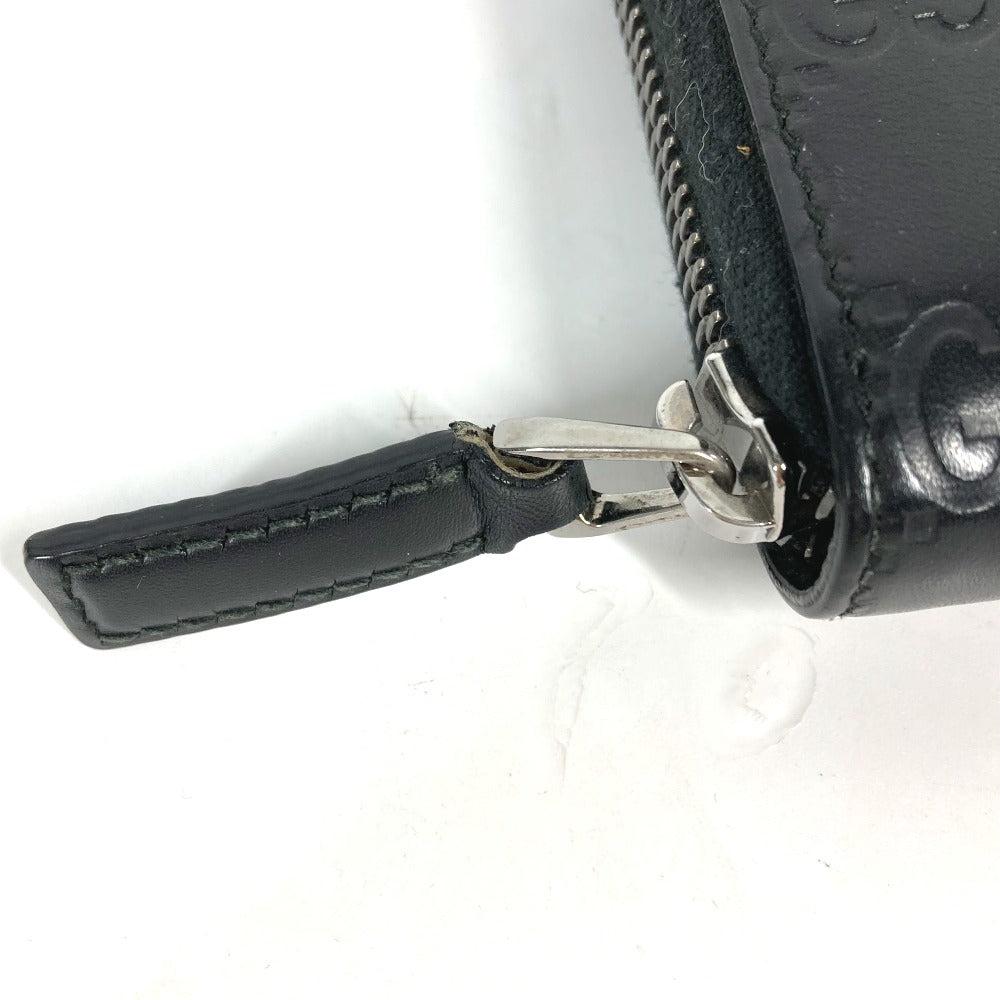 GUCCI Long Wallet Purse 307987 Sima leather black Guccisima GG Long wallet Women Used