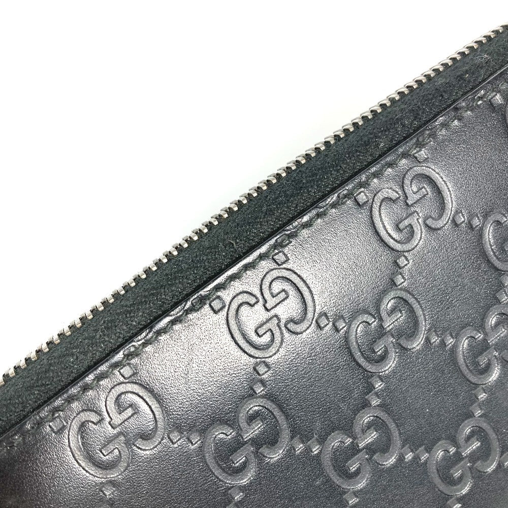 GUCCI Long Wallet Purse 307987 Sima leather black Guccisima GG Long wallet Women Used
