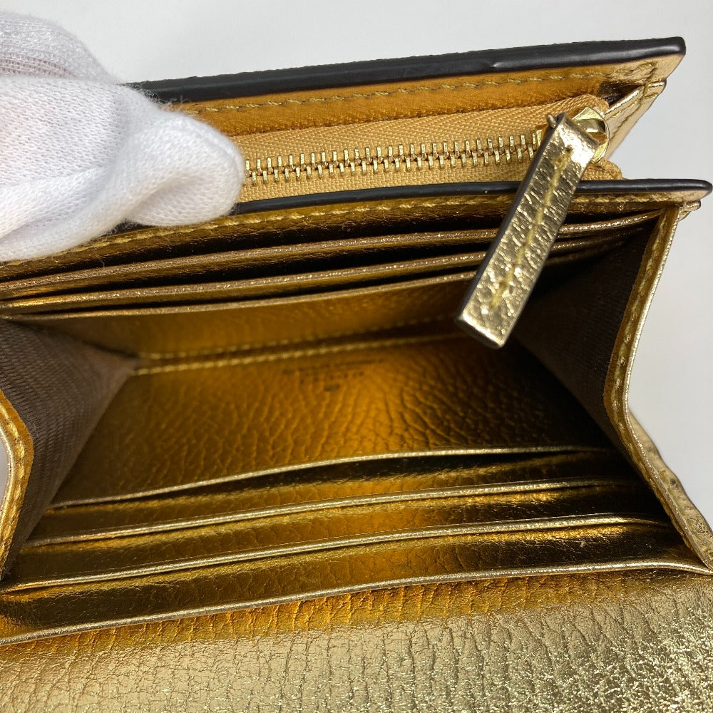 GUCCI Folded wallet 598587 leather gold Compact wallet GG Marmont Women Used
