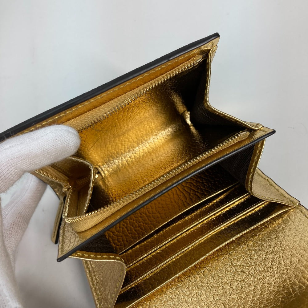 GUCCI Folded wallet 598587 leather gold Compact wallet GG Marmont Women Used