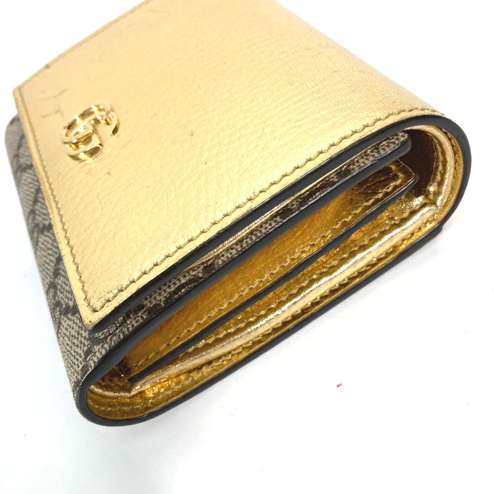 GUCCI Folded wallet 598587 leather gold Compact wallet GG Marmont Women Used