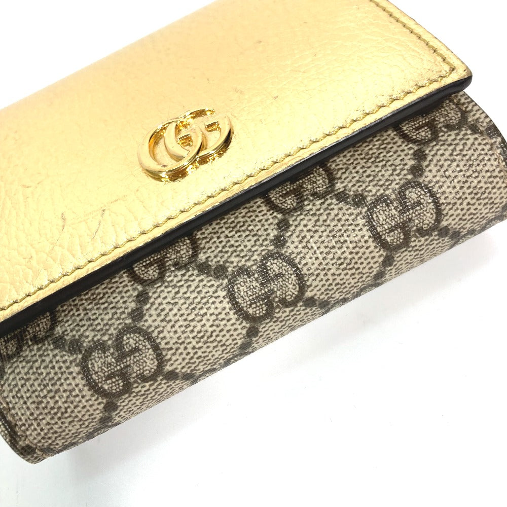 GUCCI Folded wallet 598587 leather gold Compact wallet GG Marmont Women Used