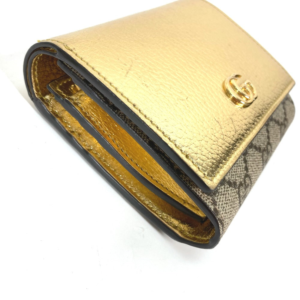 GUCCI Folded wallet 598587 leather gold Compact wallet GG Marmont Women Used