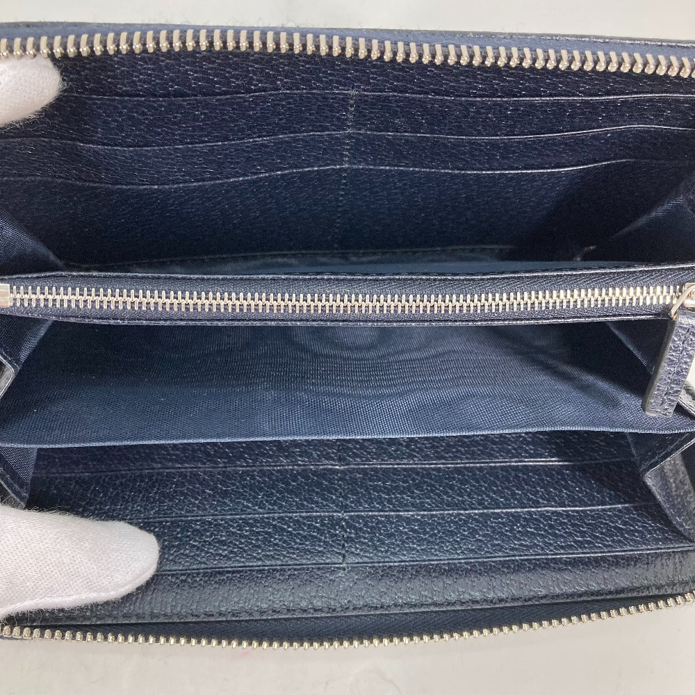 GUCCI Long Wallet Purse 673003 PVC leather Navy Guccisima Interlocking G Zip Around Wallet Women Used
