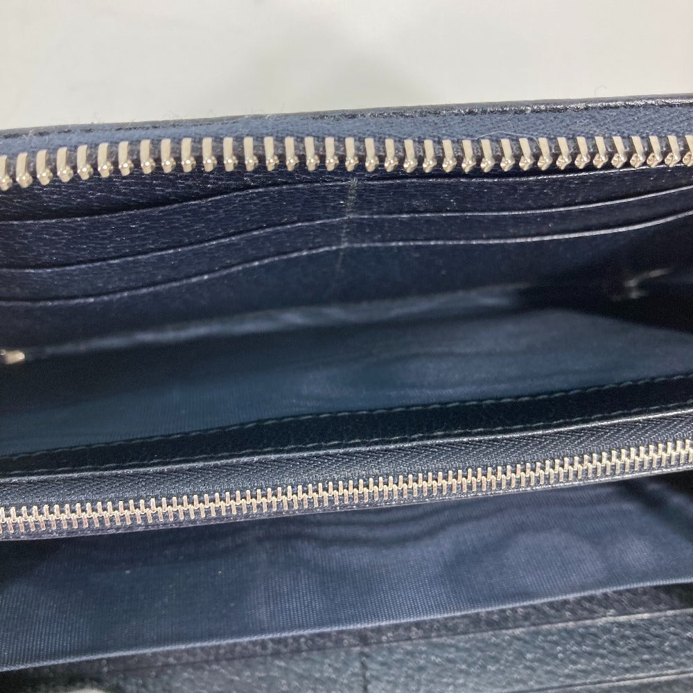 GUCCI Long Wallet Purse 673003 PVC leather Navy Guccisima Interlocking G Zip Around Wallet Women Used