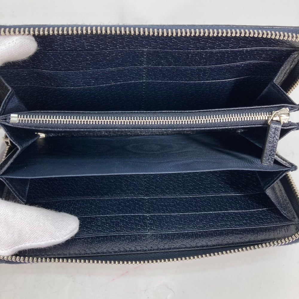 GUCCI Long Wallet Purse 673003 PVC leather Navy Guccisima Interlocking G Zip Around Wallet Women Used
