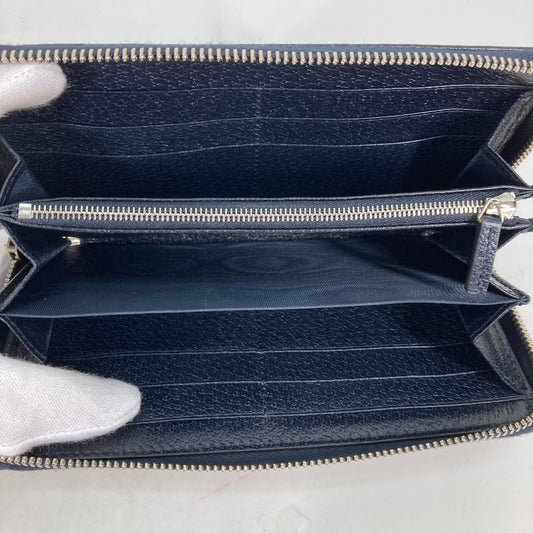 GUCCI Long Wallet Purse 673003 PVC leather Navy Guccisima Interlocking G Zip Around Wallet Women Used