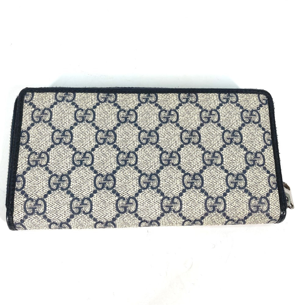 GUCCI Long Wallet Purse 673003 PVC leather Navy Guccisima Interlocking G Zip Around Wallet Women Used