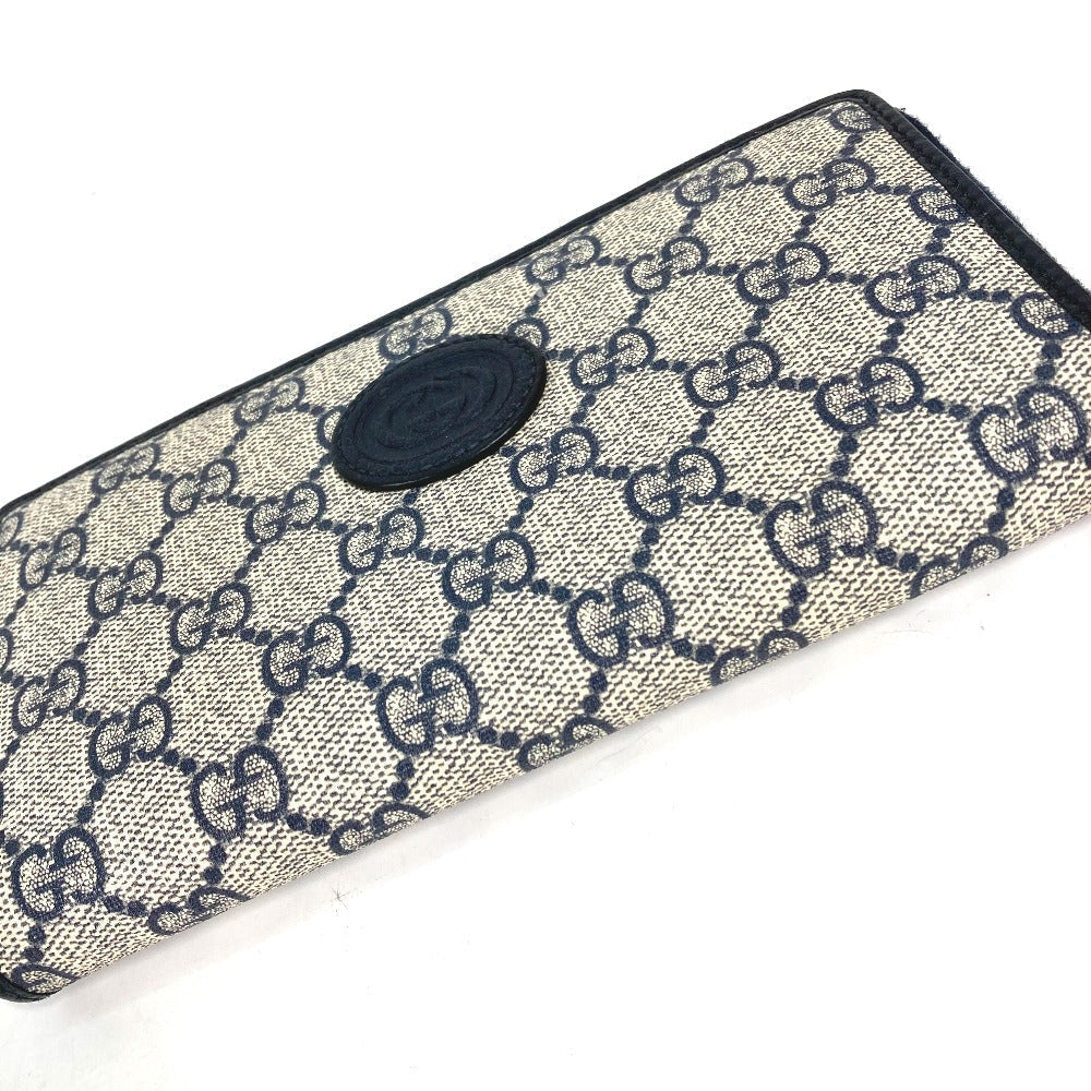 GUCCI Long Wallet Purse 673003 PVC leather Navy Guccisima Interlocking G Zip Around Wallet Women Used