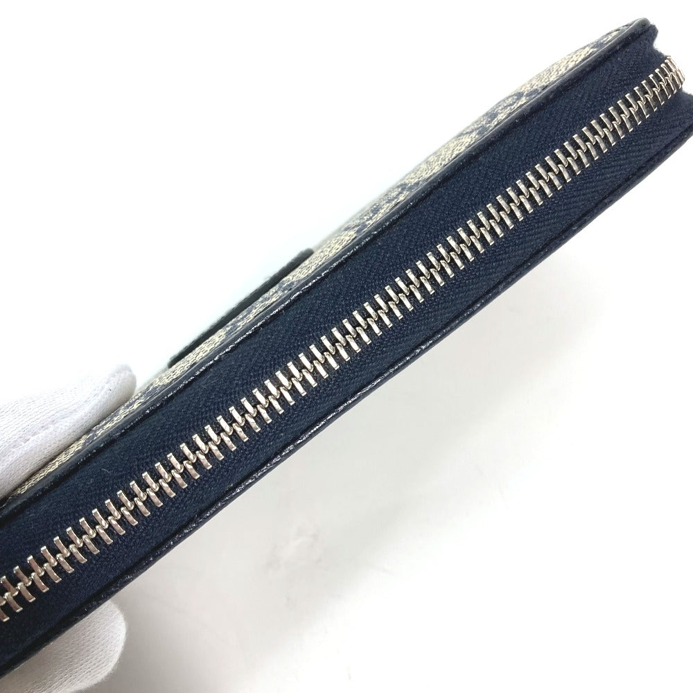 GUCCI Long Wallet Purse 673003 PVC leather Navy Guccisima Interlocking G Zip Around Wallet Women Used