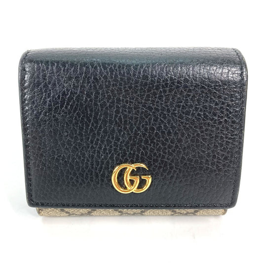 GUCCI Folded wallet 598587 Leather PVC beige GG Supreme GG Marmont Women Used