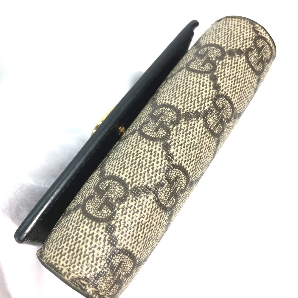 GUCCI Folded wallet 598587 Leather PVC beige GG Supreme GG Marmont Women Used