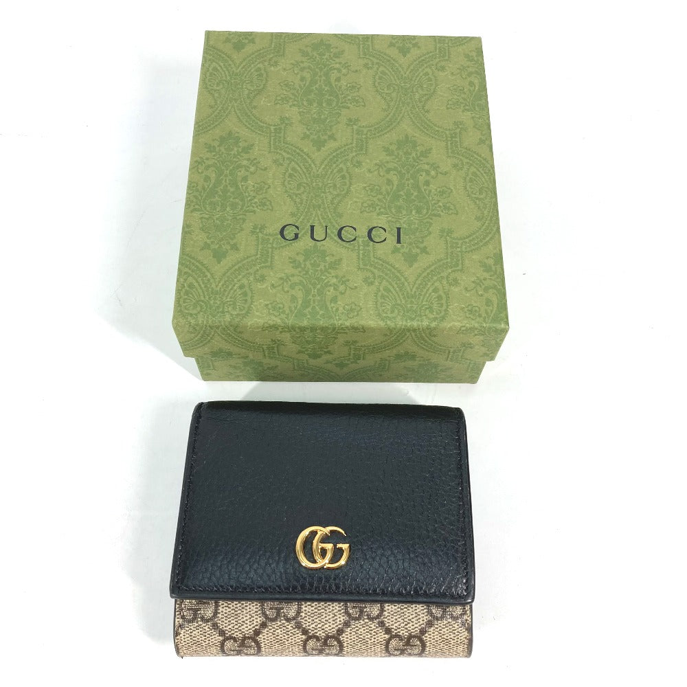 GUCCI Folded wallet 598587 Leather PVC beige GG Supreme GG Marmont Women Used