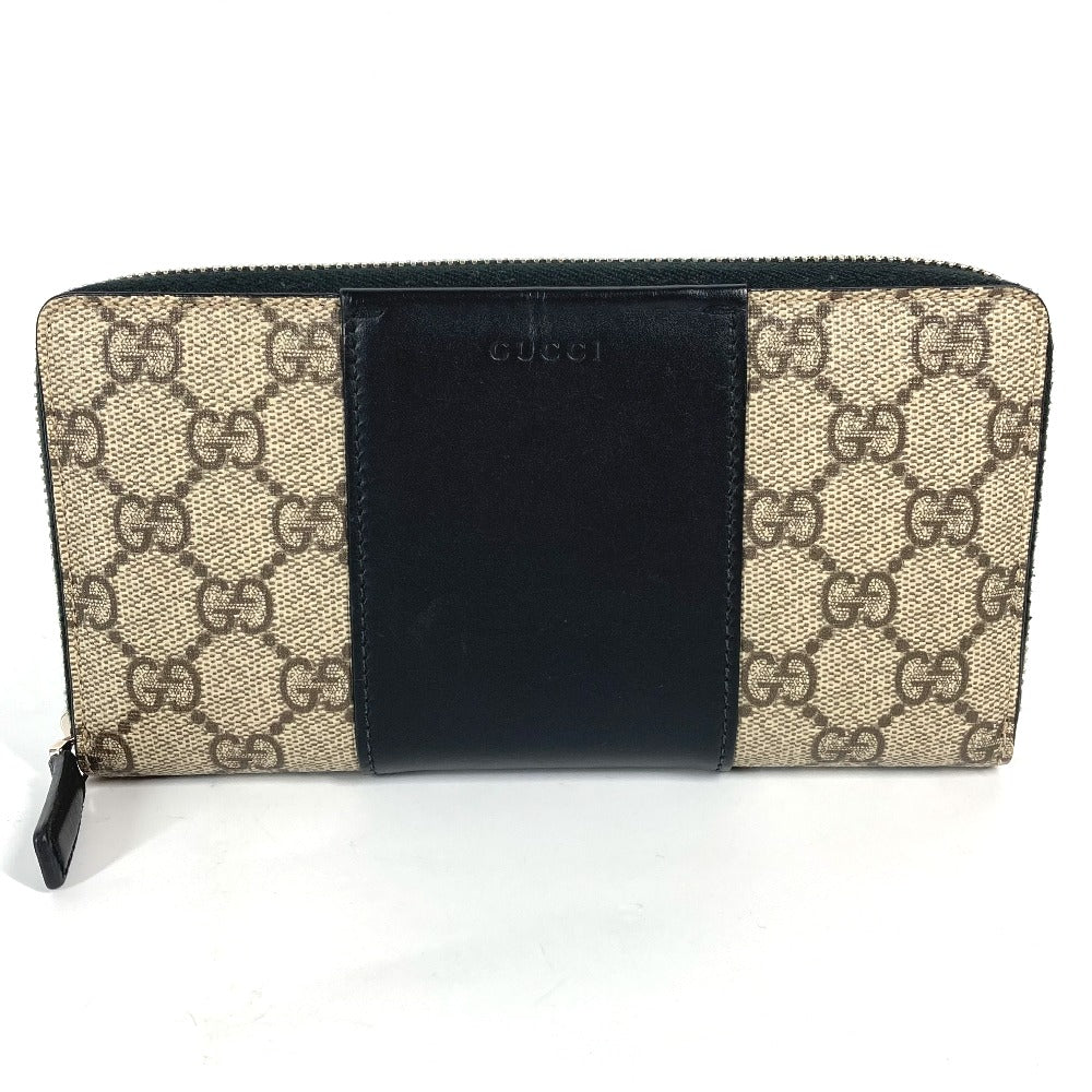 GUCCI Long Wallet Purse 451249 PVC leather beige GG Supreme Long wallet Women Used