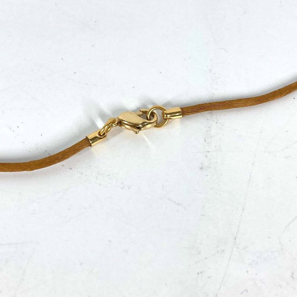 HERMES Necklace Leather, Metal gold Accessories Serie logo round Women Used