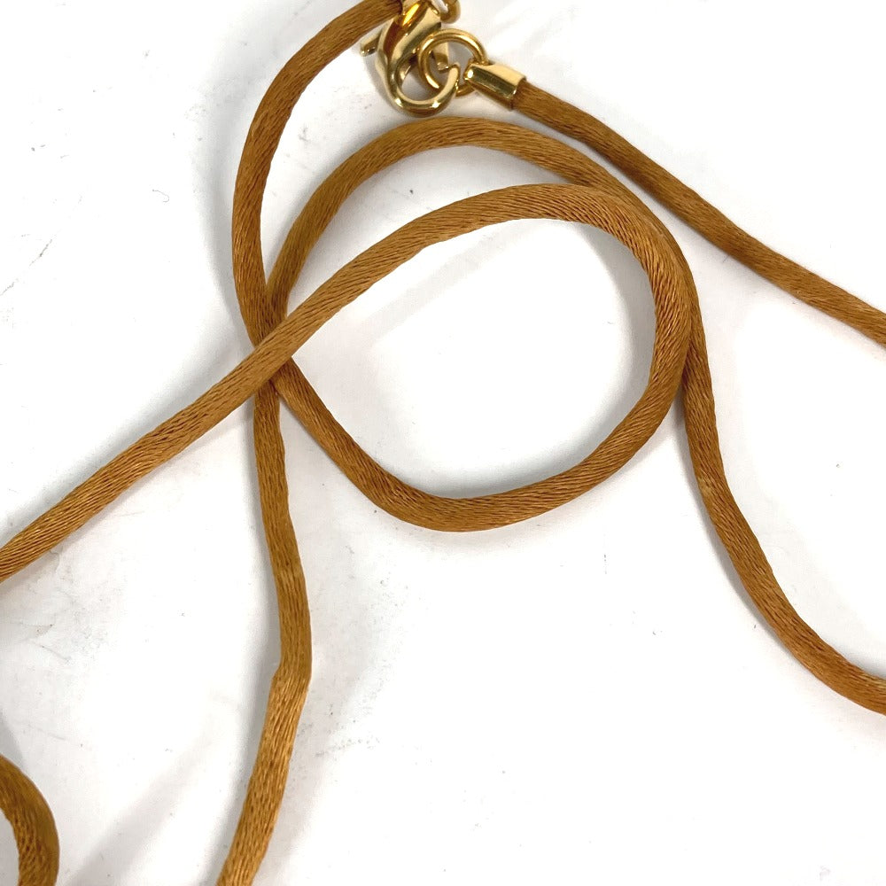 HERMES Necklace Leather, Metal gold Accessories Serie logo round Women Used
