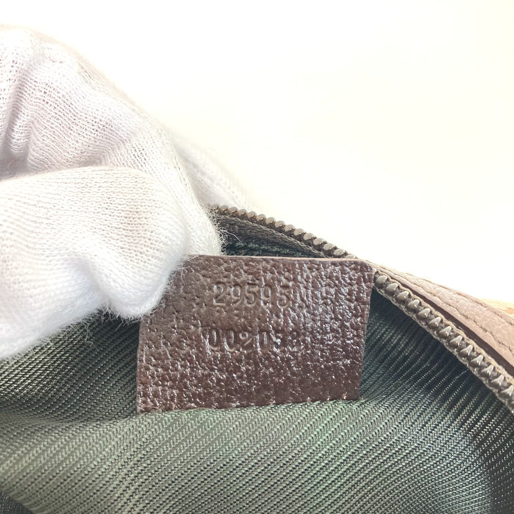 GUCCI Pouch 29595 GG canvas / leather Beige x dark brown GG Women Used