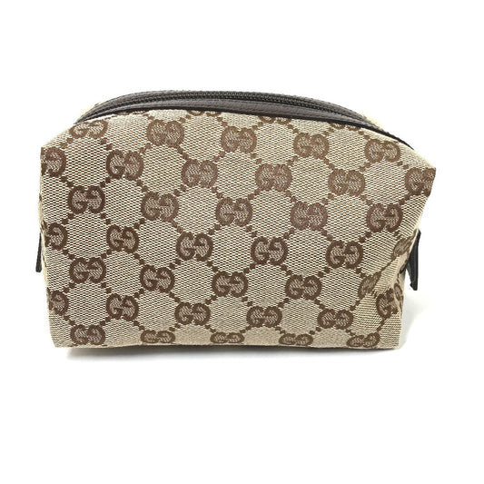 GUCCI Pouch 29595 GG canvas / leather Beige x dark brown GG Women Used