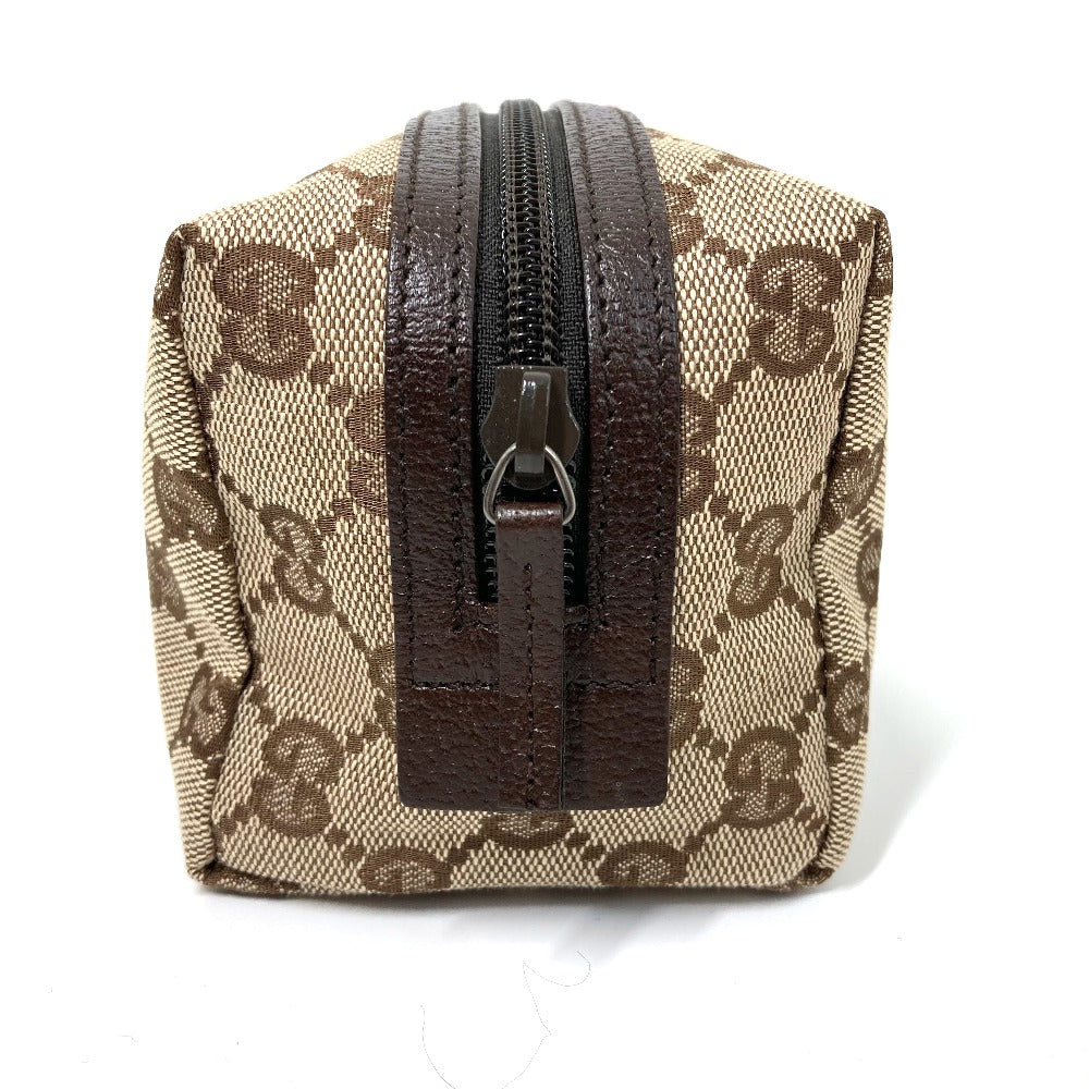 GUCCI Pouch 29595 GG canvas / leather Beige x dark brown GG Women Used