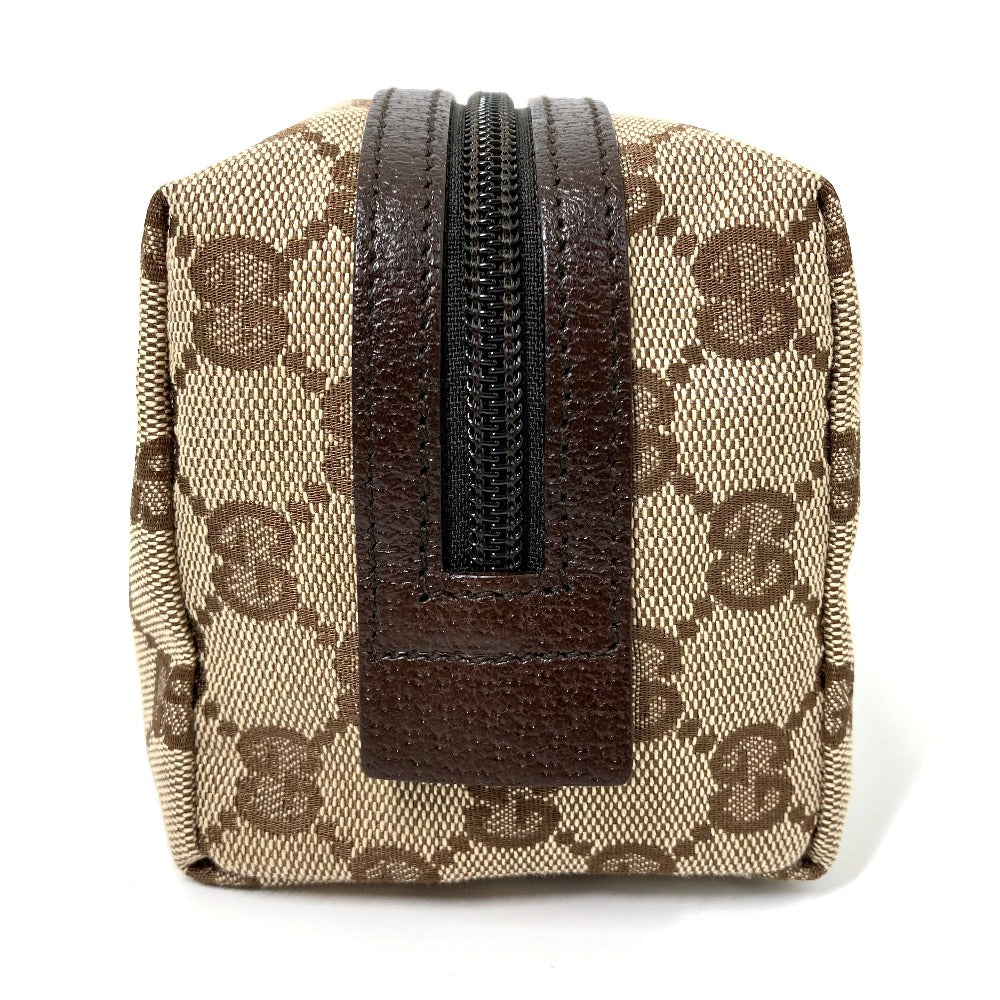 GUCCI Pouch 29595 GG canvas / leather Beige x dark brown GG Women Used