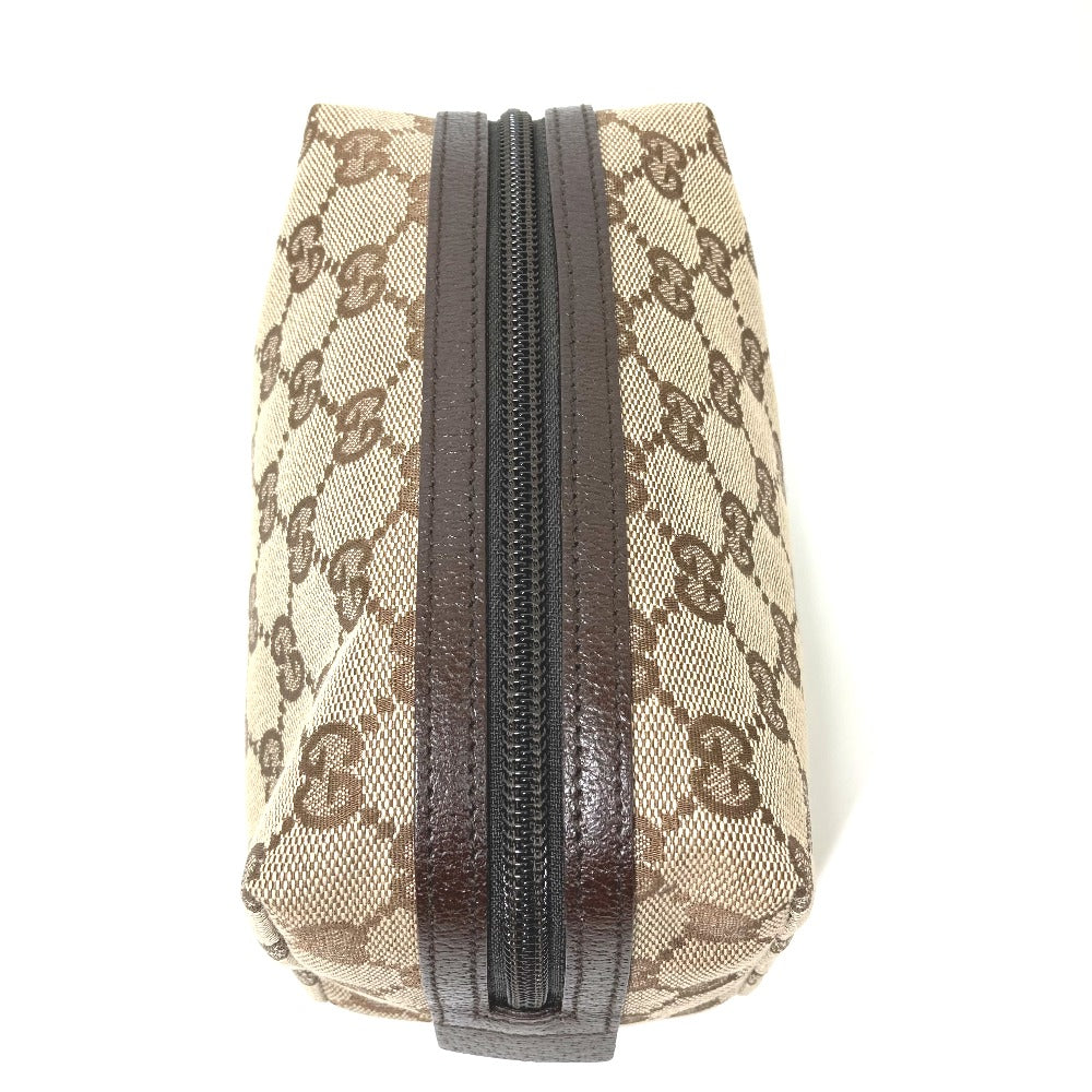 GUCCI Pouch 29595 GG canvas / leather Beige x dark brown GG Women Used